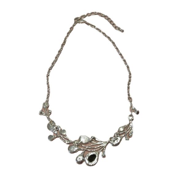 Vtg Abalone Necklace Earring Set Silvertone Pink Abstract 3D Balloons Romance - Picture 6 of 12